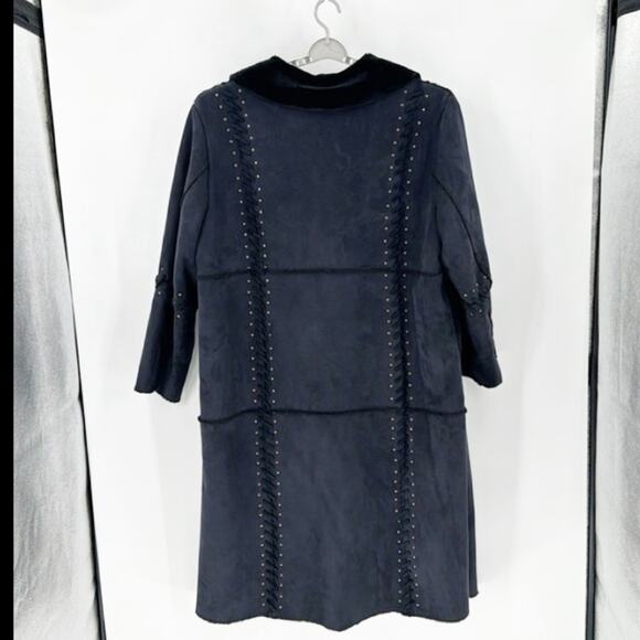 Dennis Basso 90s Faux Suede longline faux Suede whipstitch Western coat size 2XL - Picture 2 of 9